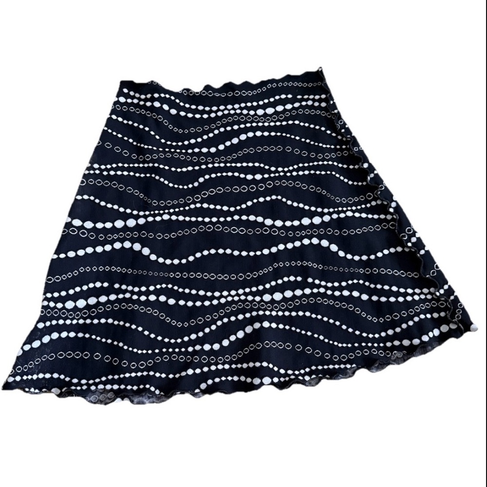 HAYSTACKS Reversible A-Line Skirt XL Black White Casual Stretch Flowy